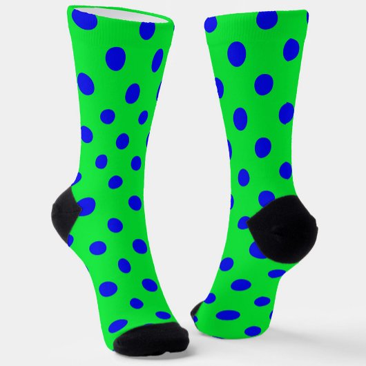 Blue On Green Polka Dots Pattern Design  Sokken