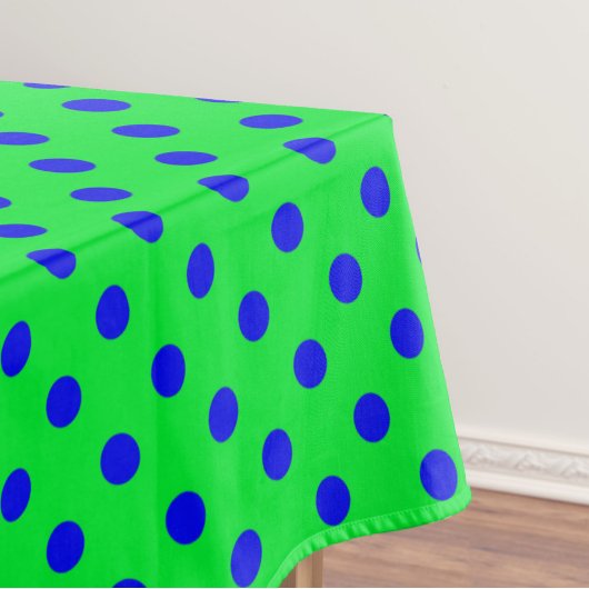 Blue On Green Polka Dots Pattern Design  Tafelkleed