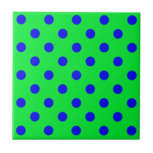 Blue On Green Polka Dots Pattern Design  Tegeltje (Voorkant)