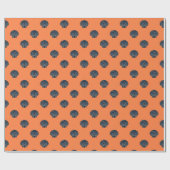blue on orange scallop shelled wrapping paper cadeaupapier (Vlak)
