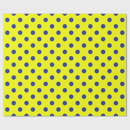 Blue On Yellow Polka Dots Pattern Design Cadeaupapier (Vlak)