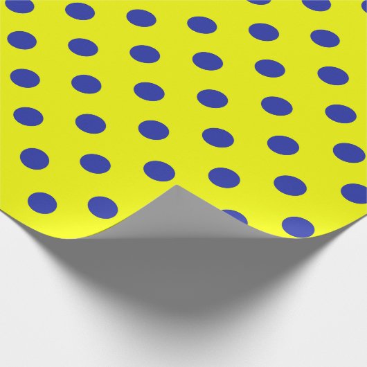 Blue On Yellow Polka Dots Pattern Design Cadeaupapier (Hoek)