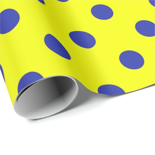Blue On Yellow Polka Dots Pattern Design  Cadeaupapier (Rol Hoek)