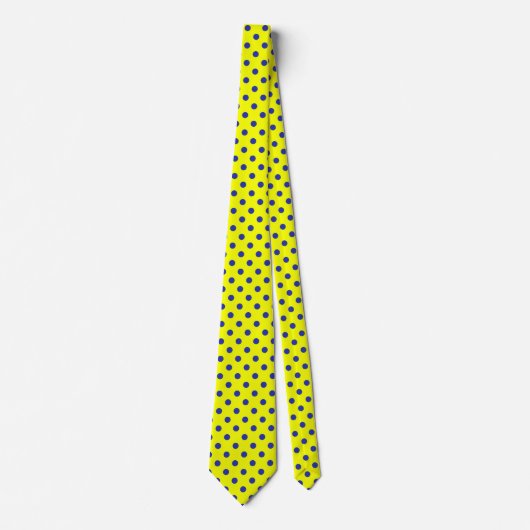 Blue On Yellow Polka Dots Pattern Design  Stropdas (Voorkant)