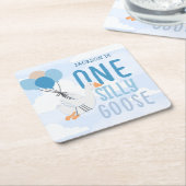 Blue One Gekke Goose 1st Birthday Kartonnen Onderzetters (Schuin)