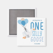 Blue One Gekke Goose 1st Birthday Magneet (Voorkant / Achterkant)