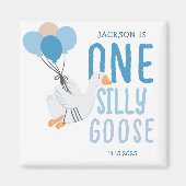 Blue One Gekke Goose 1st Birthday Magneet (Voorkant)