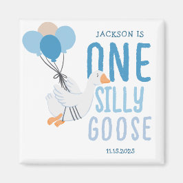 Blue One Gekke Goose 1st Birthday Magneet