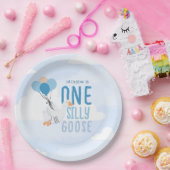 Blue One Gekke Goose 1st Birthday Papieren Bordje (Feest)