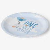 Blue One Gekke Goose 1st Birthday Papieren Bordje (Gekanteld)