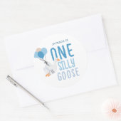 Blue One Gekke Goose 1st Birthday Ronde Sticker (Envelop)