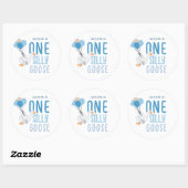 Blue One Gekke Goose 1st Birthday Ronde Sticker (Vel)