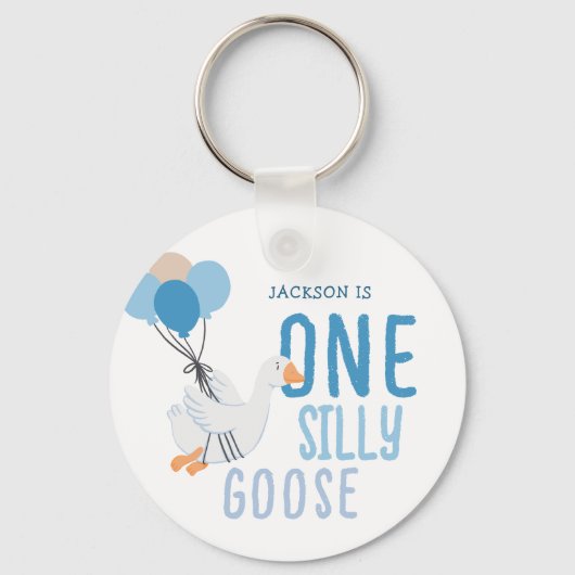 Blue One Gekke Goose 1st Birthday Sleutelhanger (Voorkant)