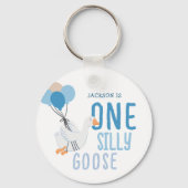 Blue One Gekke Goose 1st Birthday Sleutelhanger (Achterkant)