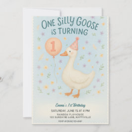 Blue One Gekke Goose 1st Birthday voor meisjes Kaart