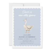Blue One Gekke Goose Boy 1e Verjaardagsuitnodiging