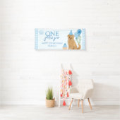 Blue One Golden Year Retriever Puppy 1e verjaardag Spandoek (Insitu)