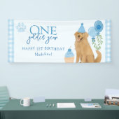 Blue One Golden Year Retriever Puppy 1e verjaardag Spandoek (Beurs)