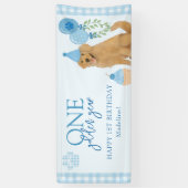 Blue One Golden Year Retriever Puppy 1e verjaardag Spandoek (Verticaal)