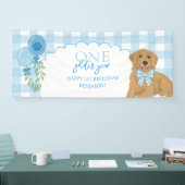 Blue One Gouden Jaar Retriever Puppy 1e Verjaardag Spandoek (Beurs)