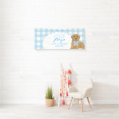 Blue One Gouden Jaar Retriever Puppy 1e Verjaardag Spandoek (Insitu)