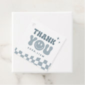 Blue ONE Happy Dude Birthday Square-favoriet Bedankjes Labels (In situ)