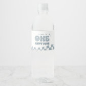 Blue ONE Happy Dude Verjaardag Water Bottle Label Waterfles Etiket (Voorkant)