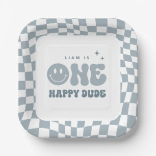 Blue ONE Happy Dude verjaardagsfeestje Borden Papieren Bordje