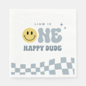 Blue ONE Happy Dude Verjaardagsfeestje Servetten (Voorkant)