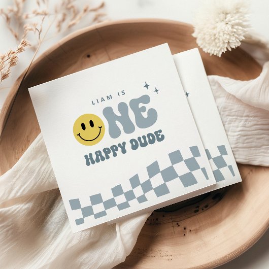 Blue ONE Happy Dude Verjaardagsfeestje Servetten