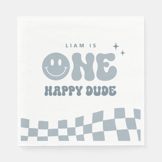 Blue ONE Happy Dude Verjaardagsfeestje Servetten (Voorkant)