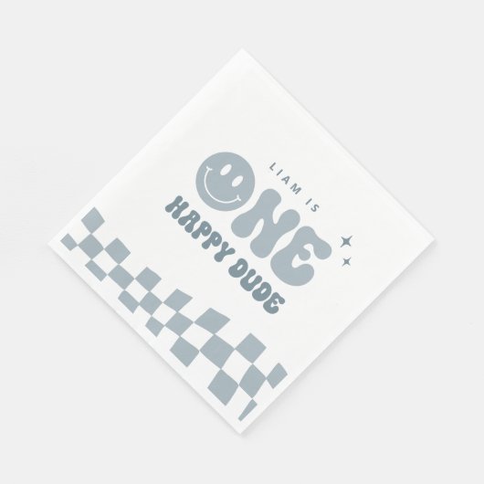 Blue ONE Happy Dude Verjaardagsfeestje Servetten (Hoek)