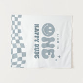 Blue ONE Happy Dude Verjaardagsfeestje Tapestry Wandkleed (Voorkant (horizontaal))