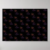 Blue One Line Face Art Poster op zwart (Voorkant)