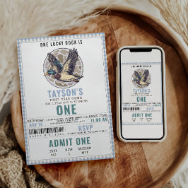 Blue One Lucky Duck 1st Birthday | Cute Duck Kaart