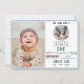 Blue One Lucky Duck 1st Birthday | Cute Duck Kaart (Voorkant)