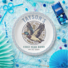 Blue One Lucky Duck 1st Birthday Party Cute Rubber Papieren Bordje