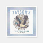 Blue One Lucky Duck 1st Birthday Party Cute Rubber Servet (Voorkant)