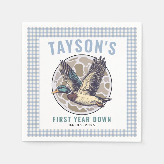 Blue One Lucky Duck 1st Birthday Party Cute Rubber Servet (Voorkant)