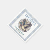 Blue One Lucky Duck 1st Birthday Party Cute Rubber Servet (Hoek)