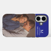 Blue One Photo with Name and Initial  Case-Mate iPhone Case (Achterkant (horizontaal))