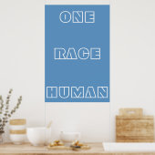 Blue One Race Human Quote Text Poster (Keuken)