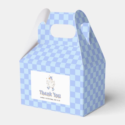 Blue One Silly Goose - Boy First Birthday Bedankdoosjes (Voorkant Zijde)