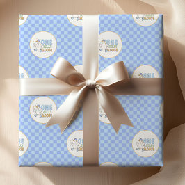Blue One Silly Goose-Boy's first birthday Cadeaupapier