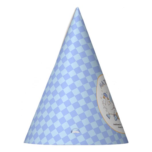 Blue One Silly Goose-Retro Boy First Birthday Feesthoedjes (Links)