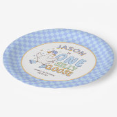 Blue One Silly Goose - Retro Boy First Birthday Papieren Bordje (Gekanteld)