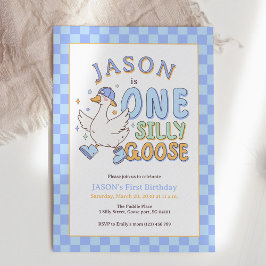 Blue One Silly Goose - Retro Jongen Eerste Verjaar Kaart
