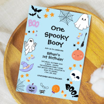 Blue One Spooky Booy Ghost Halloween 1st Birthday