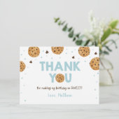 Blue One Sweet Cookie Verjaardag Dank u Bedankkaart (Staand voorkant)