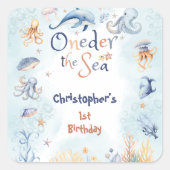 Blue Oneder the sea first birthday Sticker (Voorkant)
